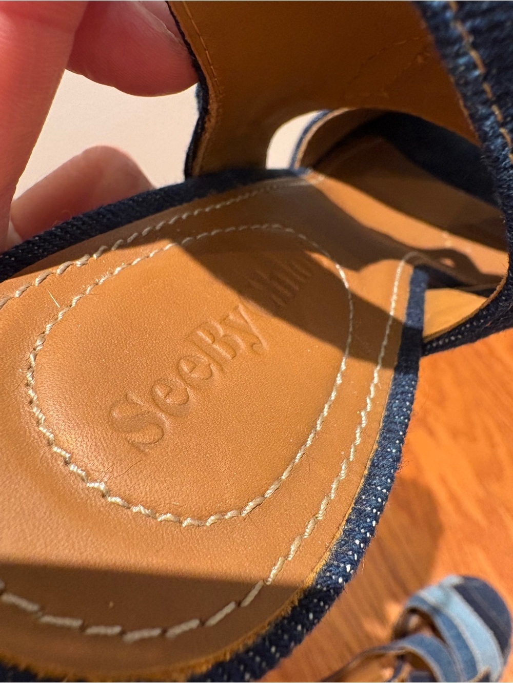 See by Chloé Denim Patchwork Block Heel Platform Sandals Sz 39 * - Picture 10 of 14